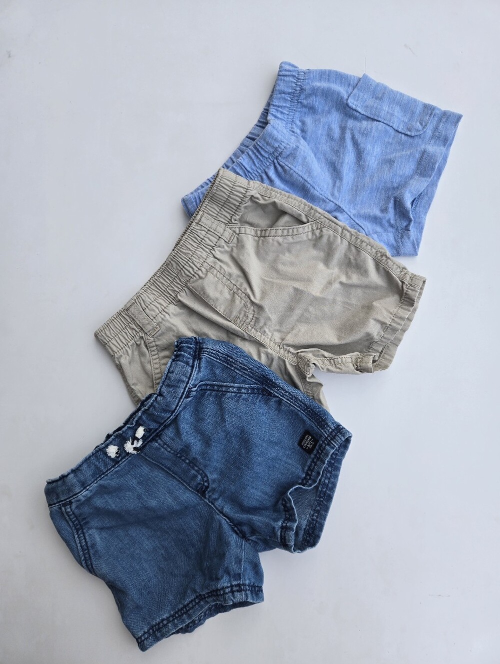 H&M Blue Denim Toughskins Tan Garnimals Blue Baby Shorts Set 18m